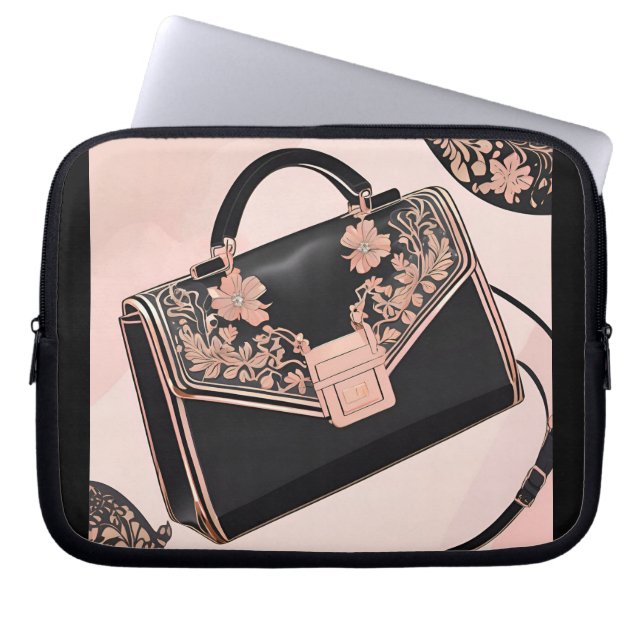 Svart och rosa AI-konst Laptop Fodral (Framsidan)