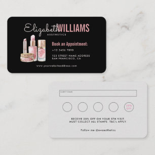 Svart och Rosa Beauty Aesthetics Loyalty & Loyalty Visitkort