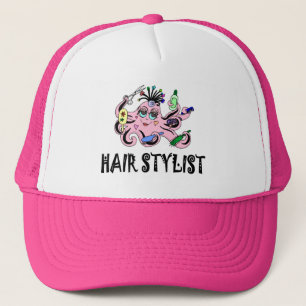 Svart och rosa bläckfisk för hårstylist truckerkeps