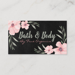 Svart och Rosa Blommigt Handmade Spa Bath and Body Visitkort