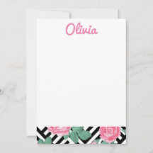 Svart och Rosa Blommigt Stationär