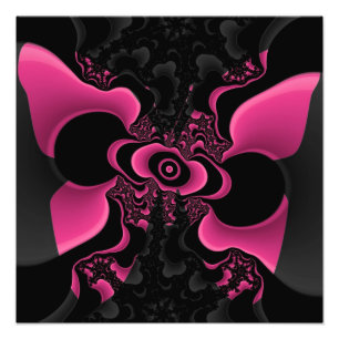 Svart och Rosa Butterfly Fractal Print Fototryck
