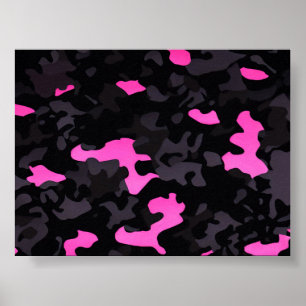 Svart och Rosa Camouflage Poster