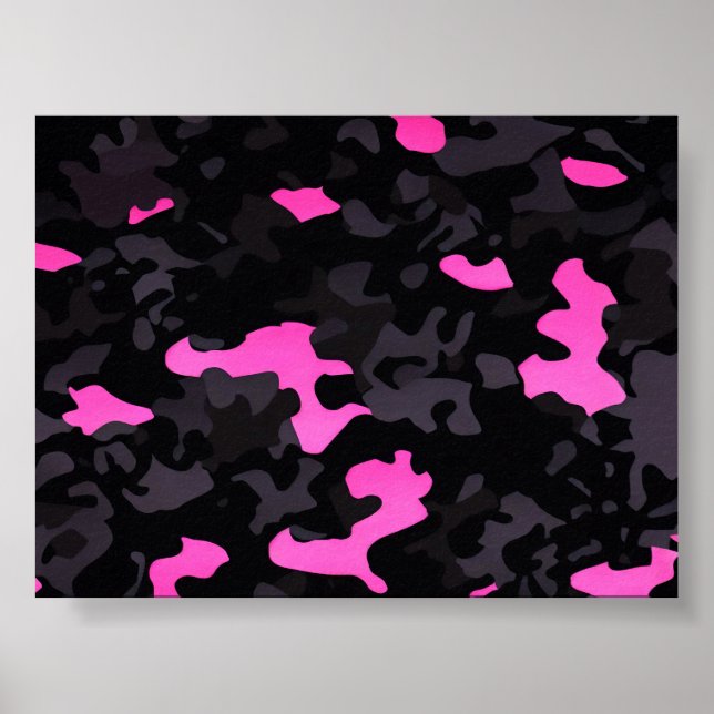 Svart och Rosa Camouflage Poster (Framsidan)