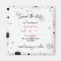 Svart och Rosa Celestial Bröllop spara datum