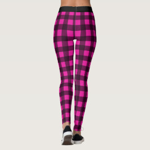 Svart och Rosa Check Buffalo Plaid Legings Leggings