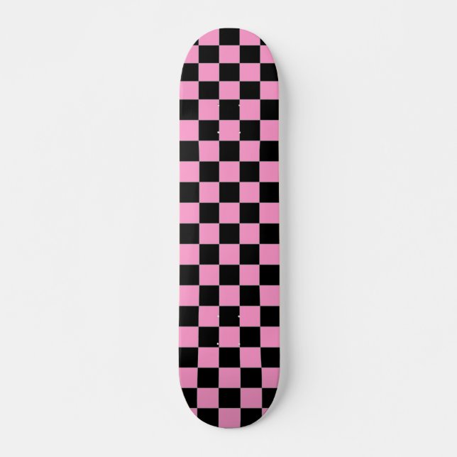 Svart och Rosa Checkboard Mini Skateboard Bräda 18,5 Cm (Framsida)