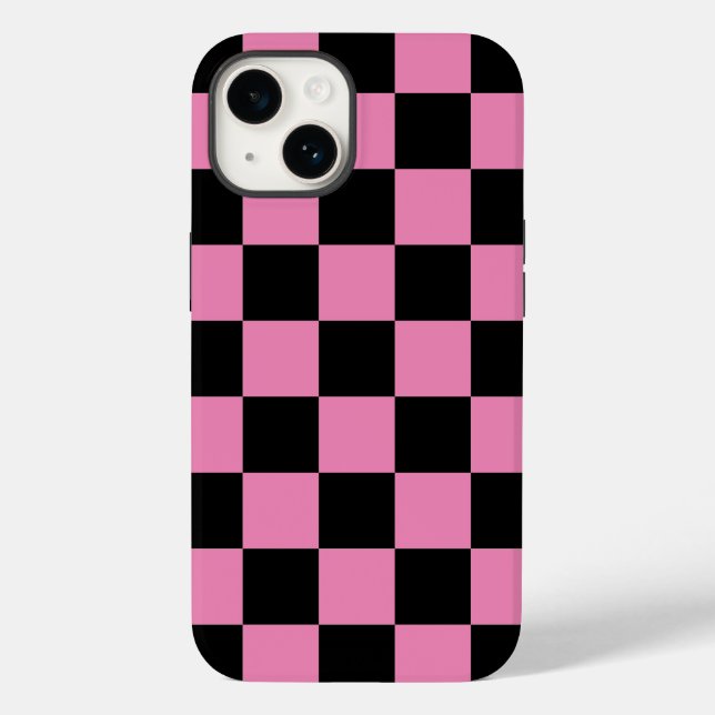 Svart och Rosa Checkered iPhone/iPad-väska (Baksida)