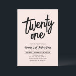 Svart och Rosa | Chic 21:a födelsedagen Party Inbjudningar<br><div class="desc">Fira din speciella dag med den här enkla snyggten 21:a födelsedagsinbjudan. Den här designen har ett penselskript för chic med en ren layout i kombinationen svart och  rosa färg. Fler design finns på min butik BaraBomDesign.</div>