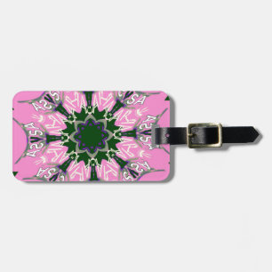 Svart och Rosa Cute Blommigt Mode Motif Monogram Bagagebricka
