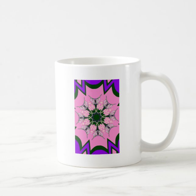Svart och Rosa Cute Blommigt Mode Motif Monogram Kaffemugg (Höger)