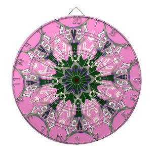 Svart och Rosa Cute Blommigt Mode Motif Monogram Piltavla