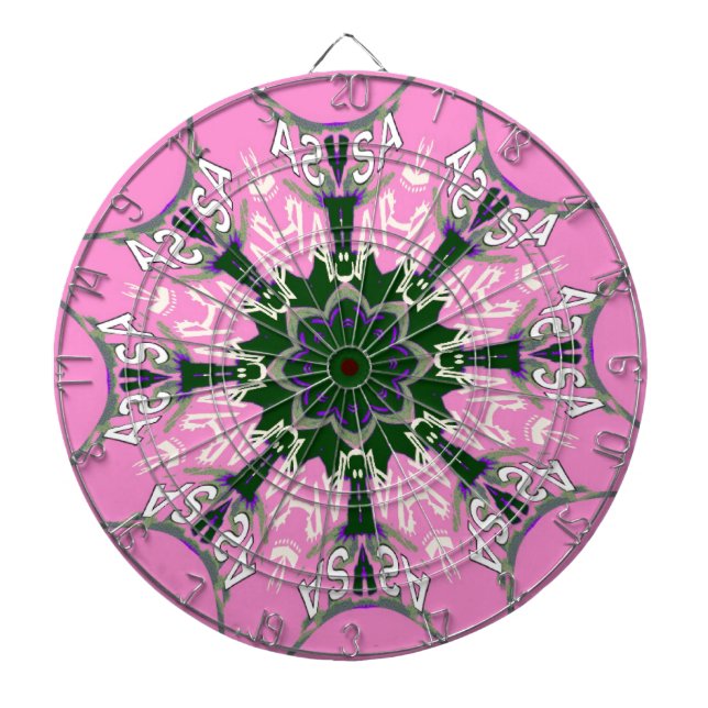 Svart och Rosa Cute Blommigt Mode Motif Monogram Piltavla (Framsidan)