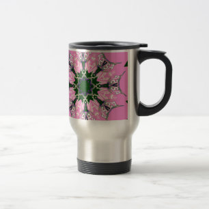 Svart och Rosa Cute Blommigt Mode Motif Monogram Resemugg