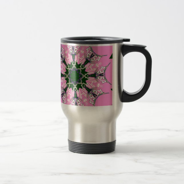 Svart och Rosa Cute Blommigt Mode Motif Monogram Resemugg (Höger)
