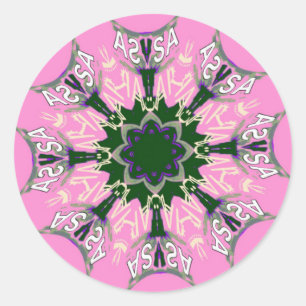 Svart och Rosa Cute Blommigt Mode Motif Monogram Runt Klistermärke