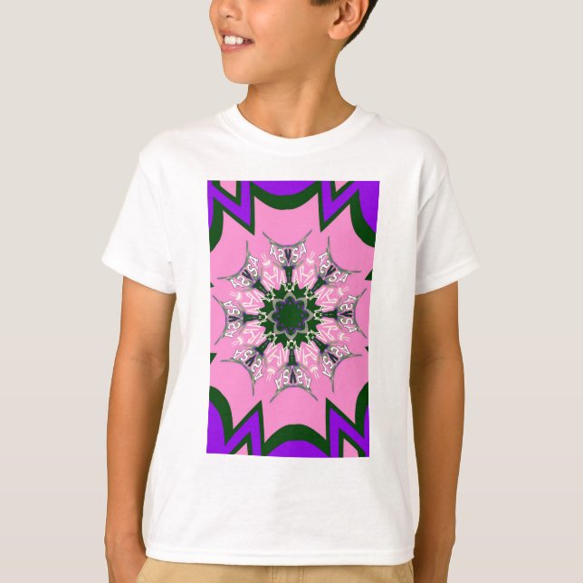 Svart och Rosa Cute Blommigt Mode Motif Monogram Tee (Framsida)
