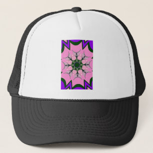 Svart och Rosa Cute Blommigt Mode Motif Monogram Truckerkeps