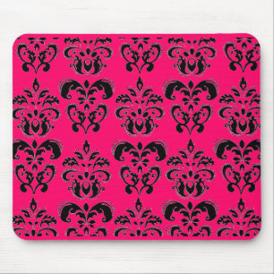 SVART OCH ROSA DAMASK, fuchsia Musmatta