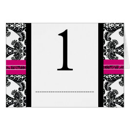 Svart och Rosa Damask Wedding OBS Kort