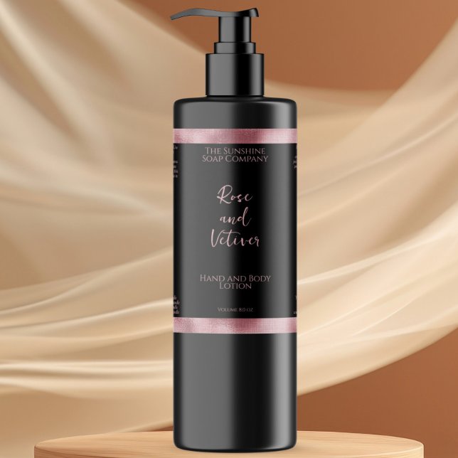 Svart och rosa faux foil kosmetics flaska etikett (Skapare uppladdad)