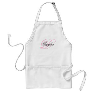 Svart och rosa fint monogram förkläde