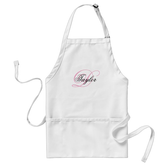 Svart och rosa fint monogram förkläde (Framsidan)
