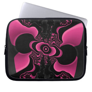 Svart och rosa fjärilsfraktal claptopfodral laptop sleeve