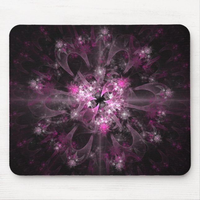 Svart och rosa Fractal Musmatta (Framsidan)