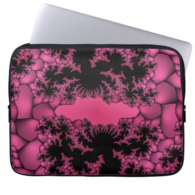 Svart och rosa fraktur laptop fodral (Framsidan)
