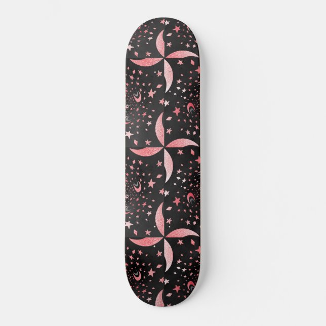 Svart och rosa galaxy mini skateboard bräda 18,5 cm (Framsida)
