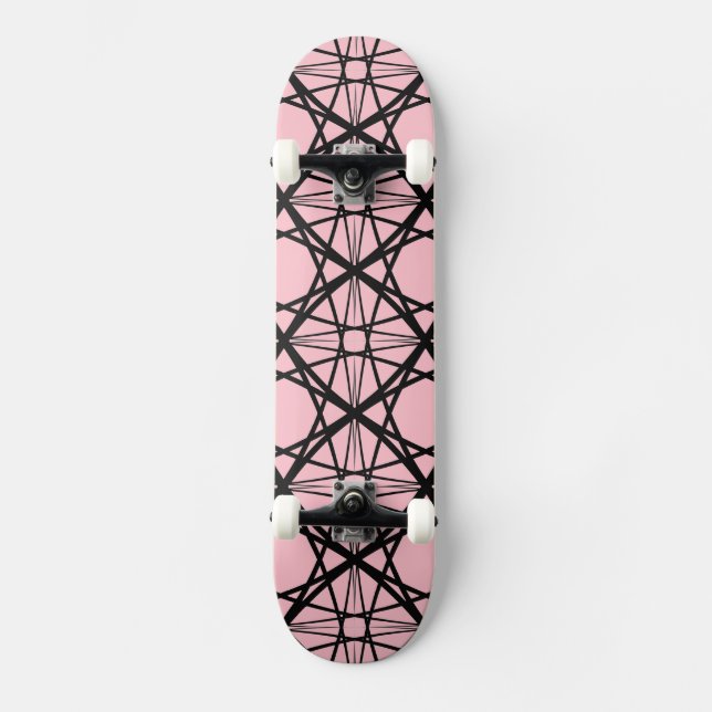 Svart och Rosa Geometric Art Mini Skateboard Bräda 18,5 Cm (Framsida)