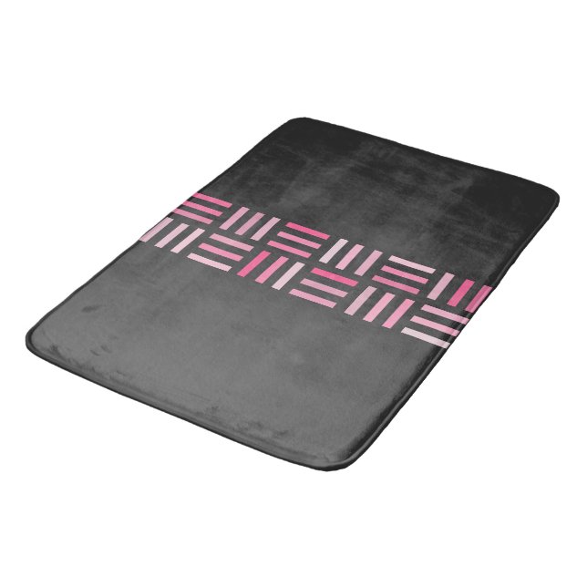 Svart och Rosa Geometric Badrumsmatta (Vinklad)