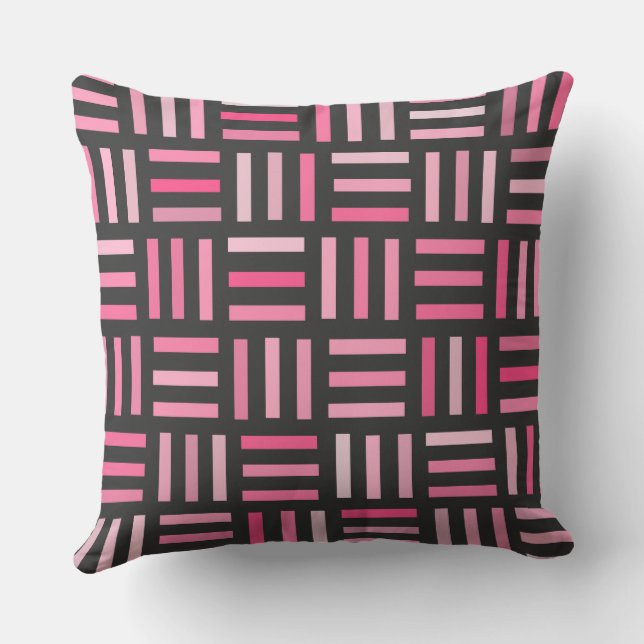 Svart och Rosa Geometric Kudde (Baksida)