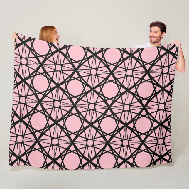 Svart och rosa geometrisk konst fleecefilt (På plats)