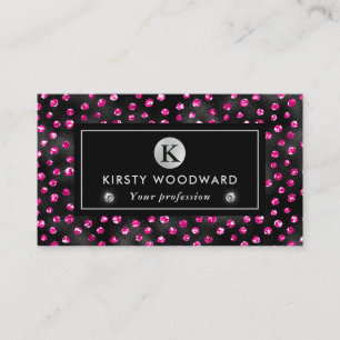 Svart och rosa glitter glamör prickmönster visitkort
