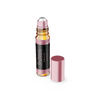 Svart och Rosa Glitter Parfym Roller Flaska Vattenflaskor Etikett