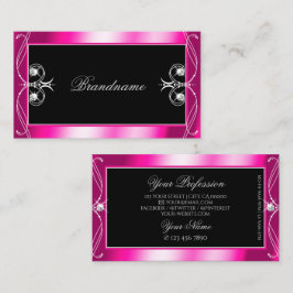 Svart och Rosa Gnistra Diamanter Ornate Ornaments Visitkort