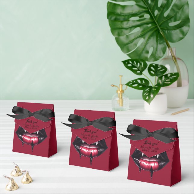 Svart och Rosa Gothic Bleeding Teeth Favor Boxes Presentaskar (Multipel)