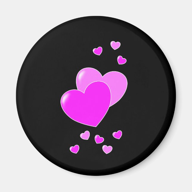 Svart och Rosa Hearts Magnet (Framsidan)