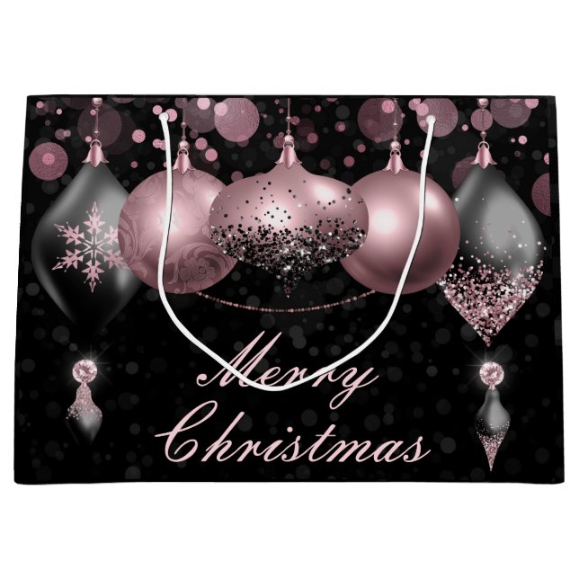 Svart och  rosa, julbalkar Ornament (Framsidan)