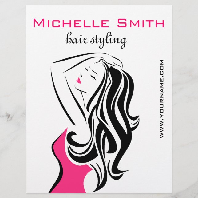 Svart och rosa kvinnlig mode flicka hår styling reklamblad (Framsidan)