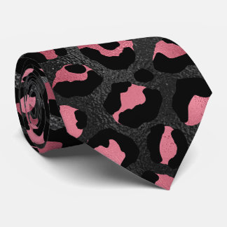 Svart och rosa leopardtryck slips