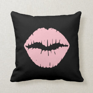 Svart och Rosa Lipstick Kudde