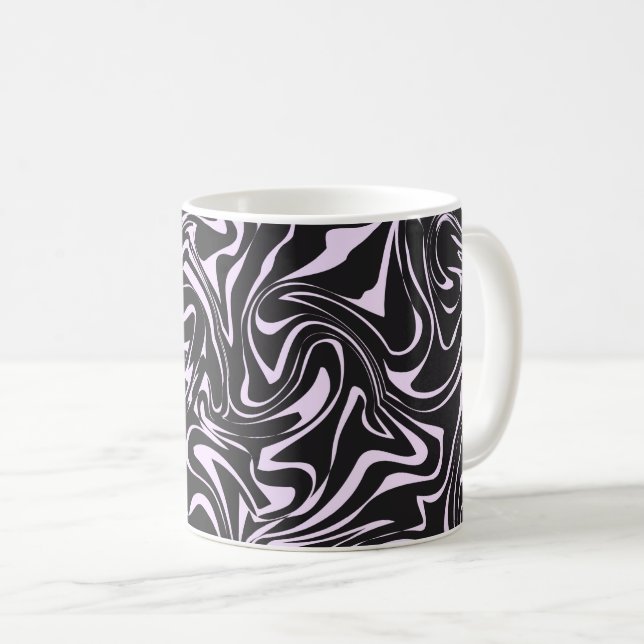 Svart och Rosa Marble Abstrakt Mönster Kaffemugg (Framsida höger)
