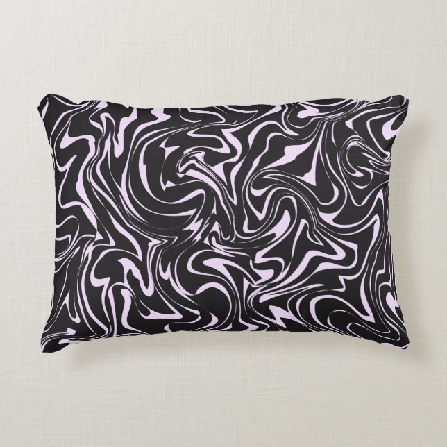 Svart och Rosa Marble Abstrakt Mönster Throw Pillo Prydnadskudde (Framsidan)