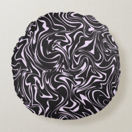 Svart och Rosa Marble Abstrakt Mönster Throw Pillo Rund Kudde