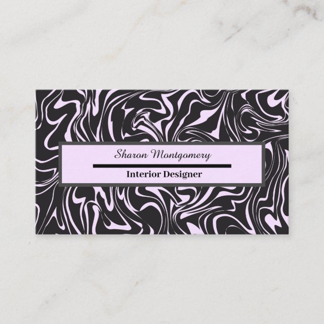Svart och Rosa Marble Liquid Swirl Mönster Visitkort (Framsida)