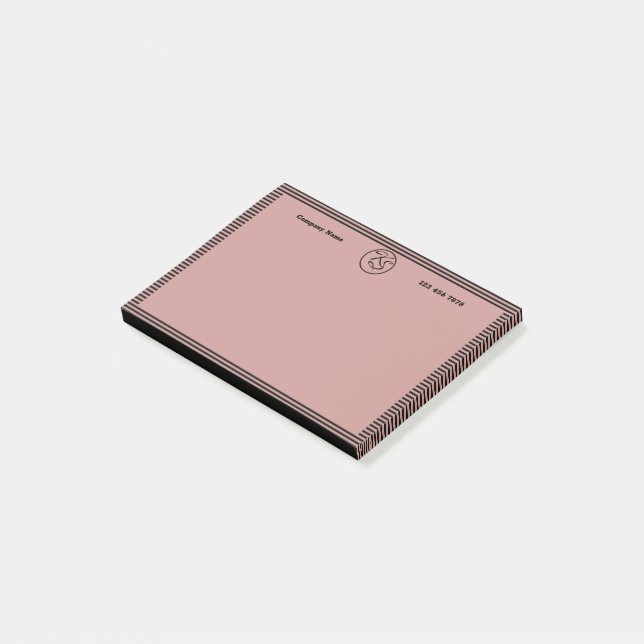 Svart och Rosa, monogrammed kampanjsvag Post-it Block (Vinklad)