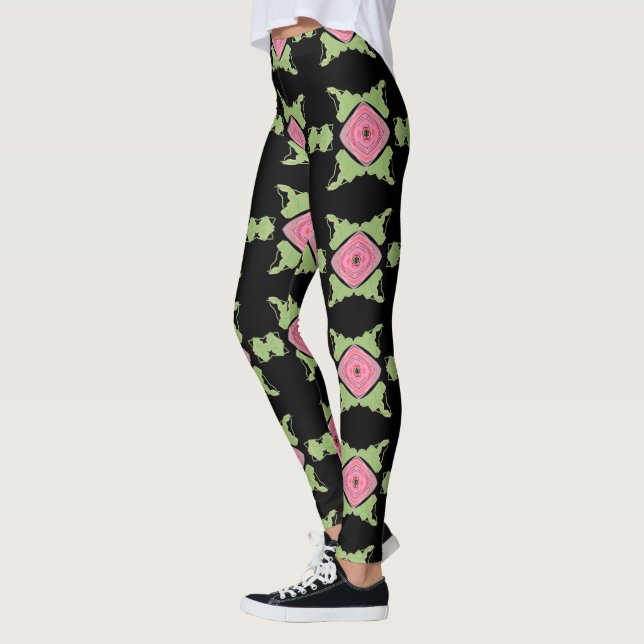 Svart och Rosa mönstrad Leggings (Vänster)